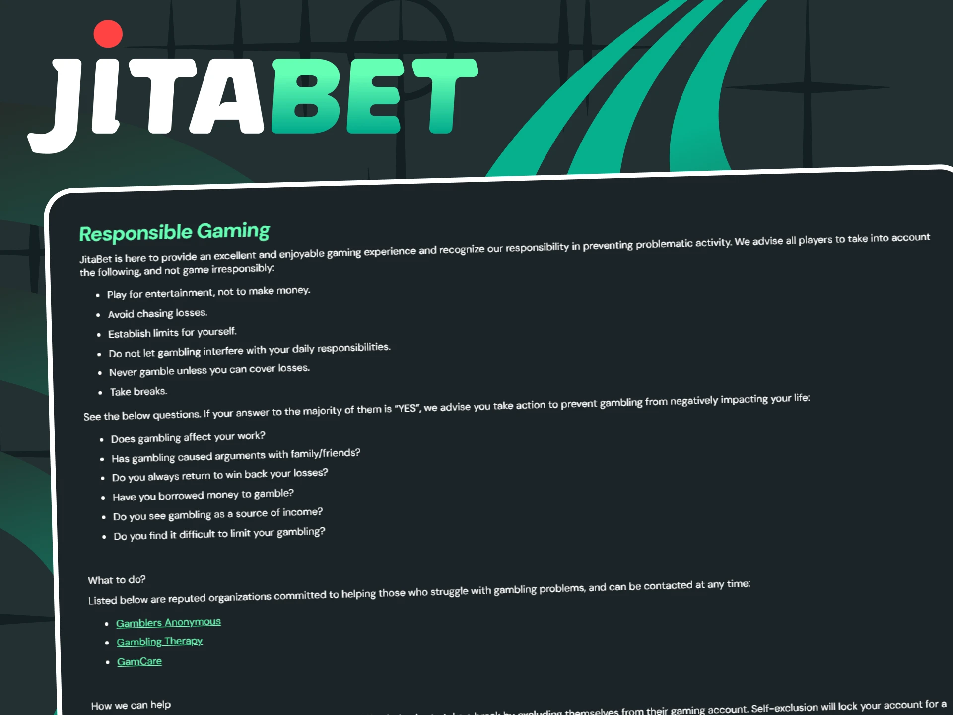 It is necessary to approach games and bets on Jitabet responsibly.