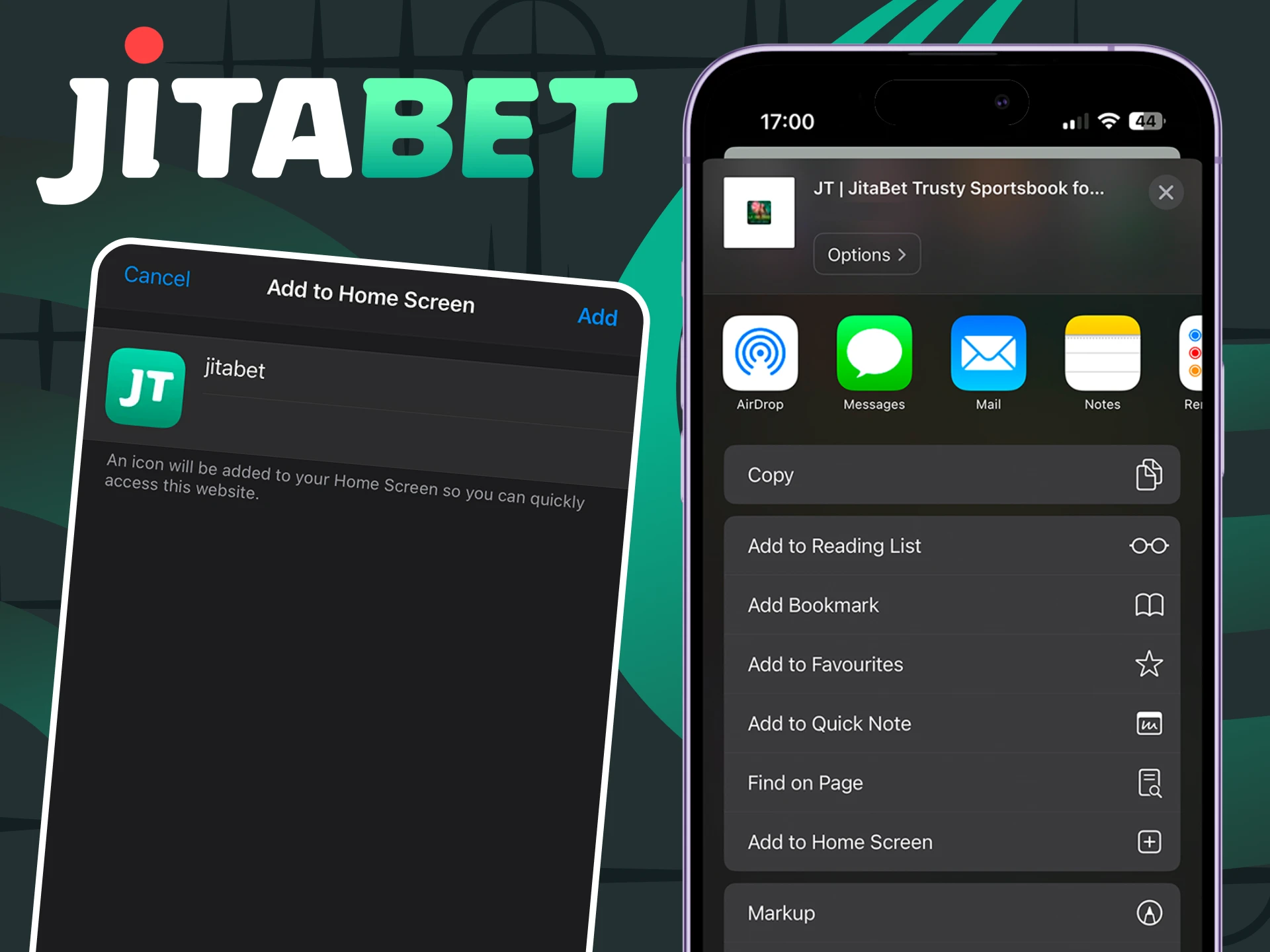 We'll show you how to add the Jitabet app to your iOS device's home screen.