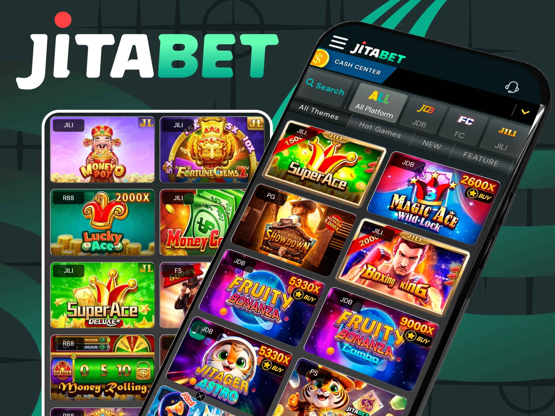 The Slots section is available in the Jitabet app.