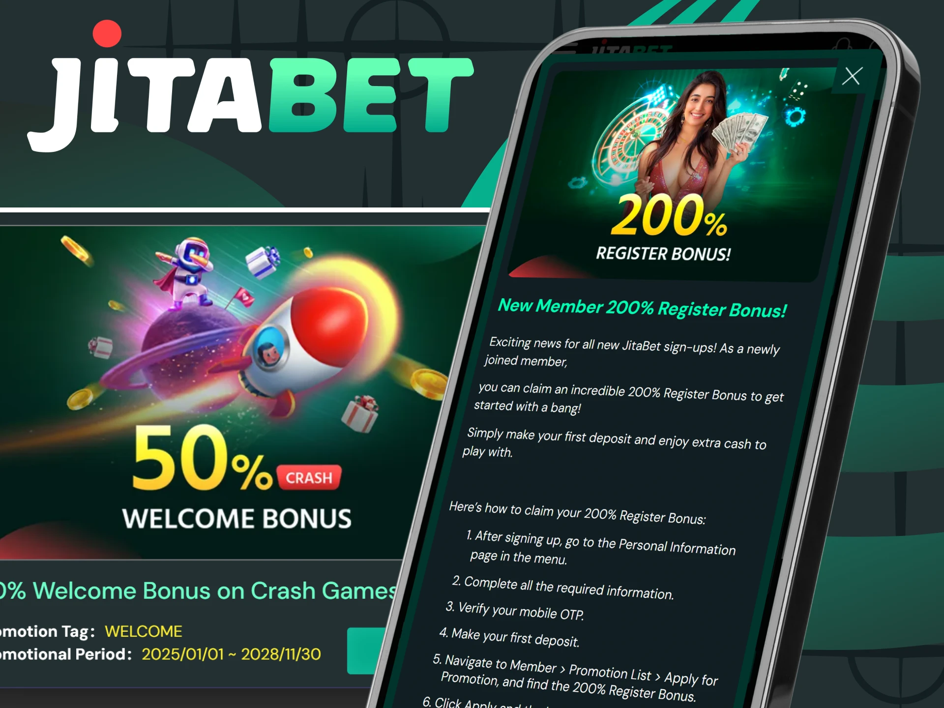 Open the Jitabet app to claim your casino bonus.