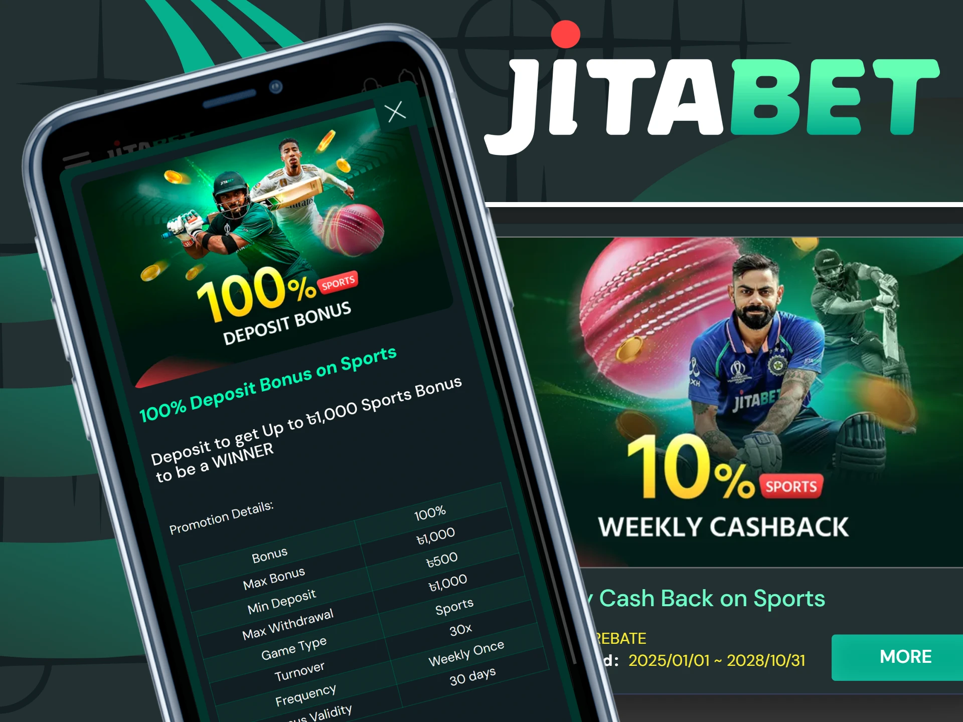 Use your sports bonus in the Jitabet app.