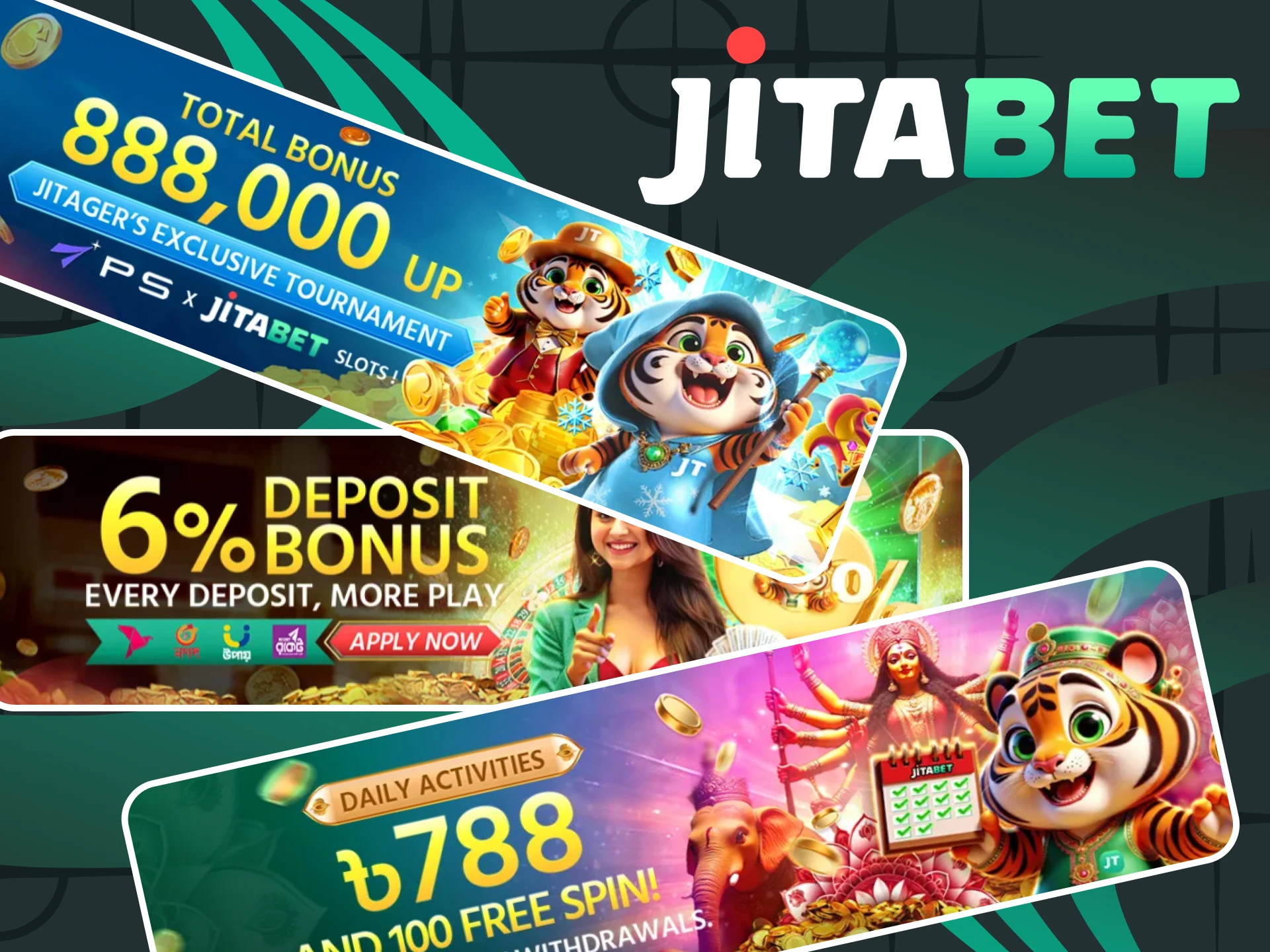When you top up your deposit for the first time, you will receive a bonus from Jitabet.