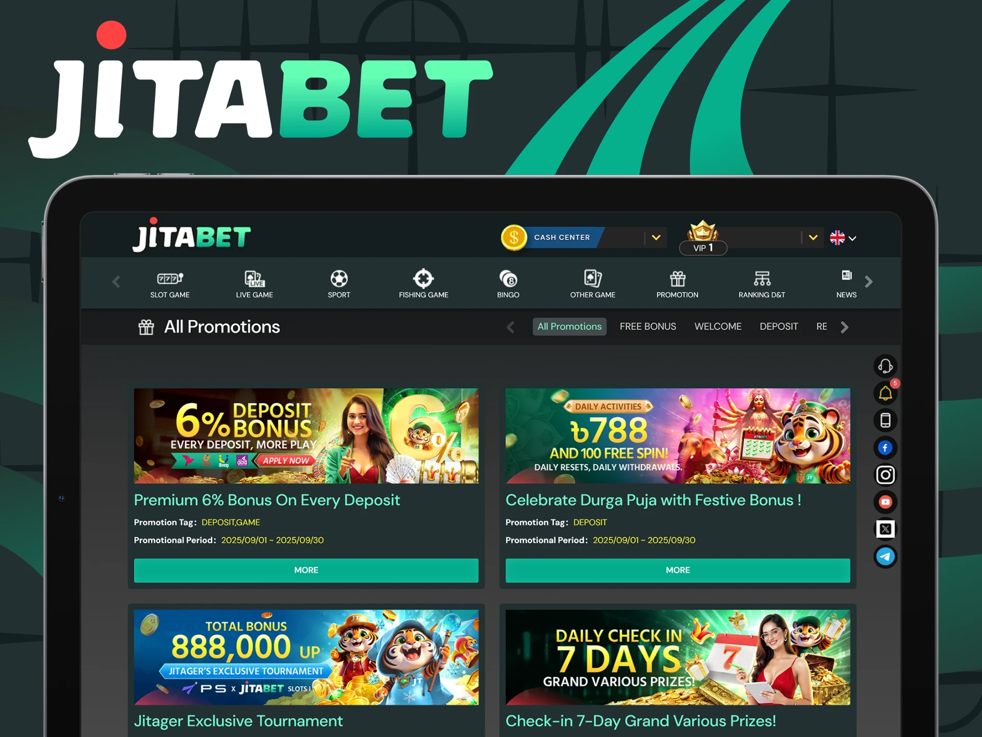 The best bonuses await you at Jitabet.
