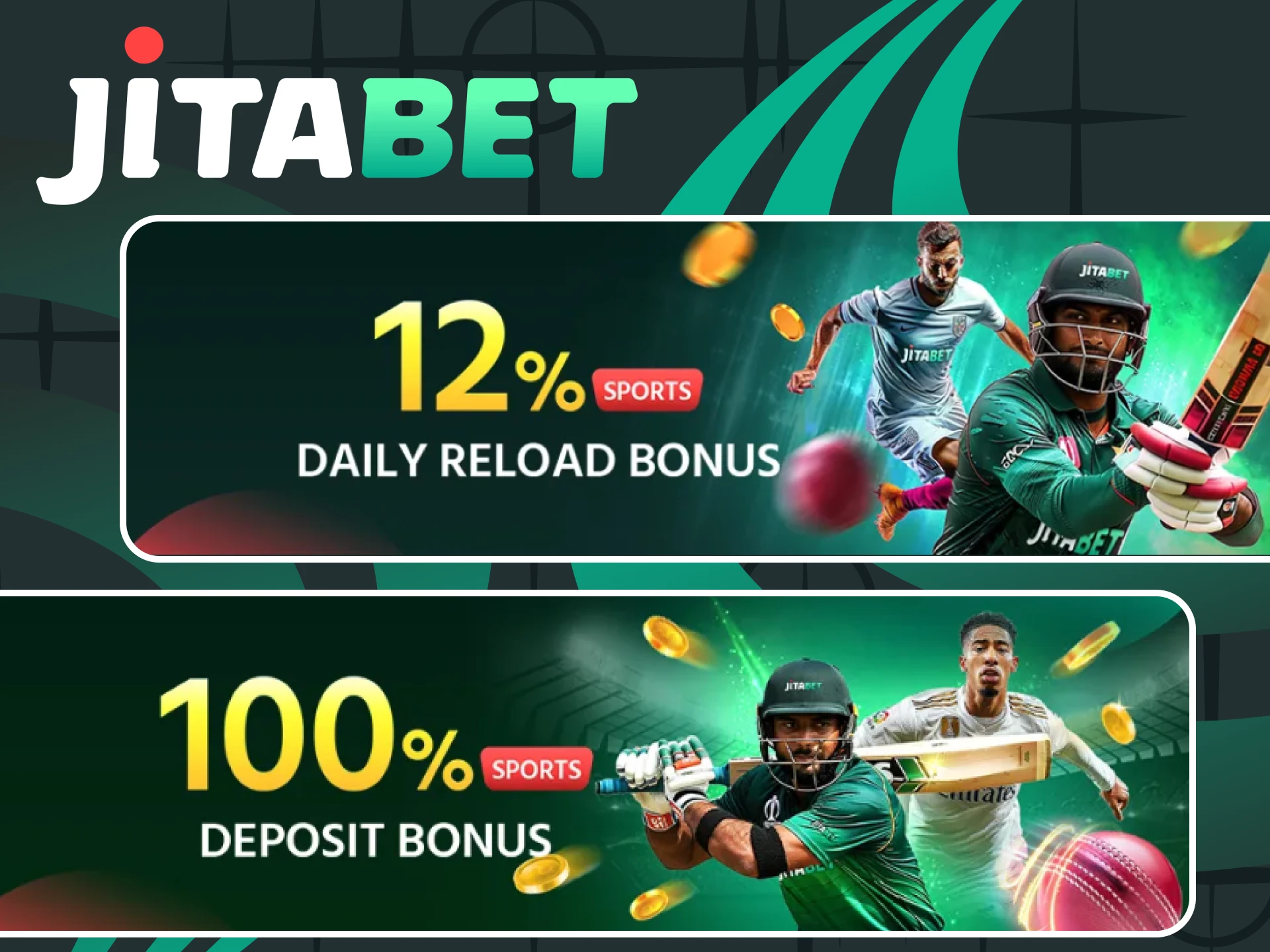 Jitabet offers bonuses for sports.