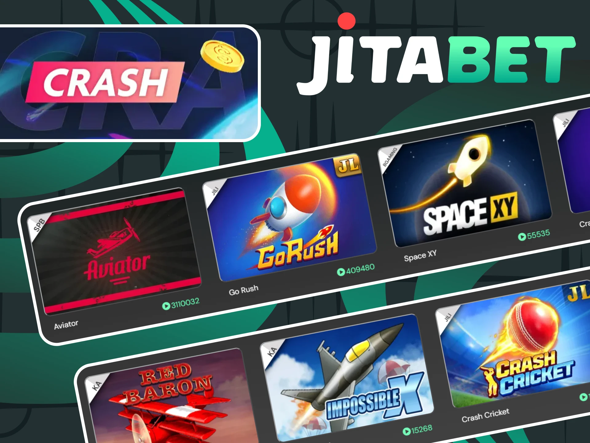 In the casino section of the Jitabet website, you can find crash games.