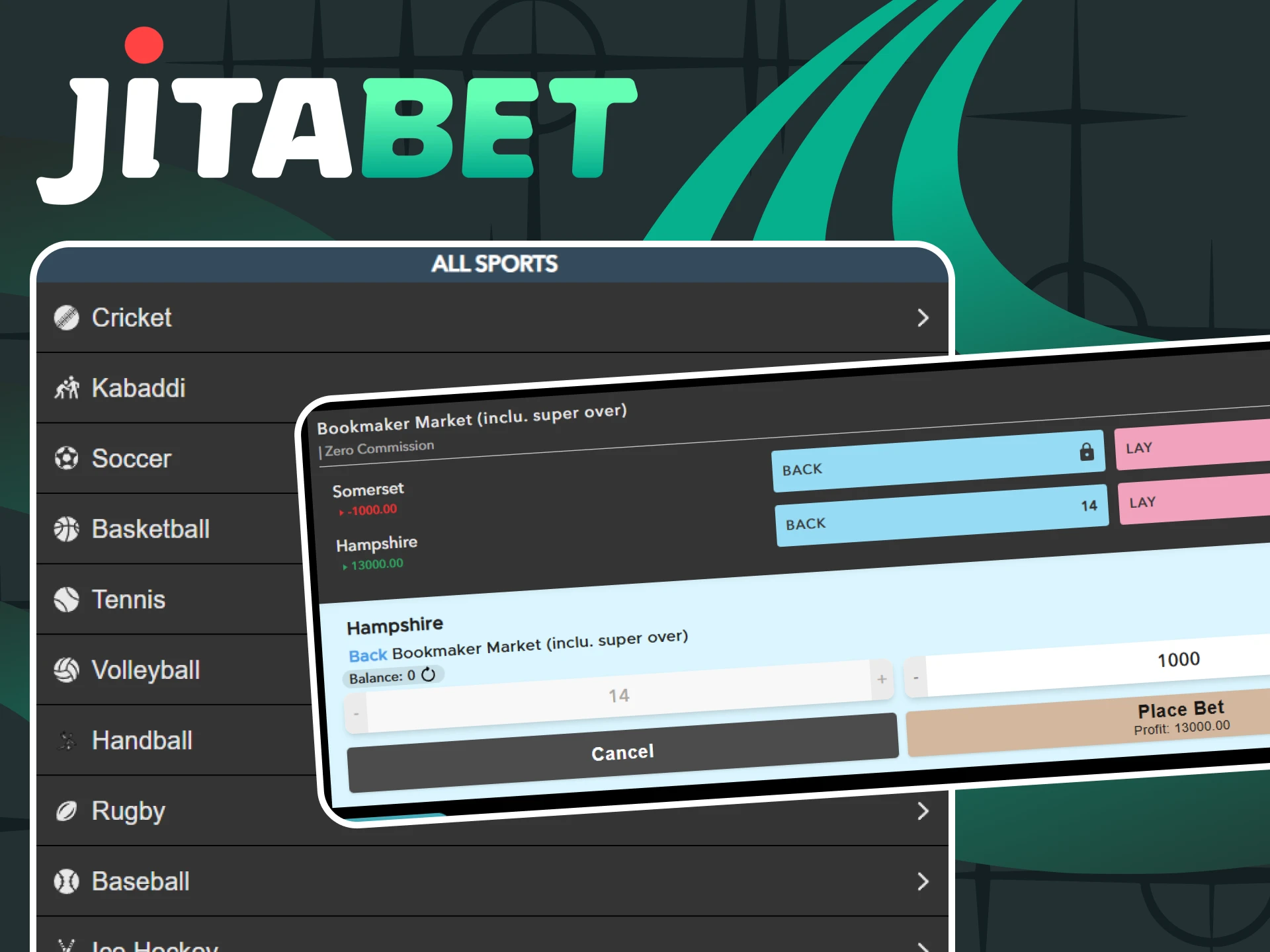 Go to the Jitabet sports section for betting.