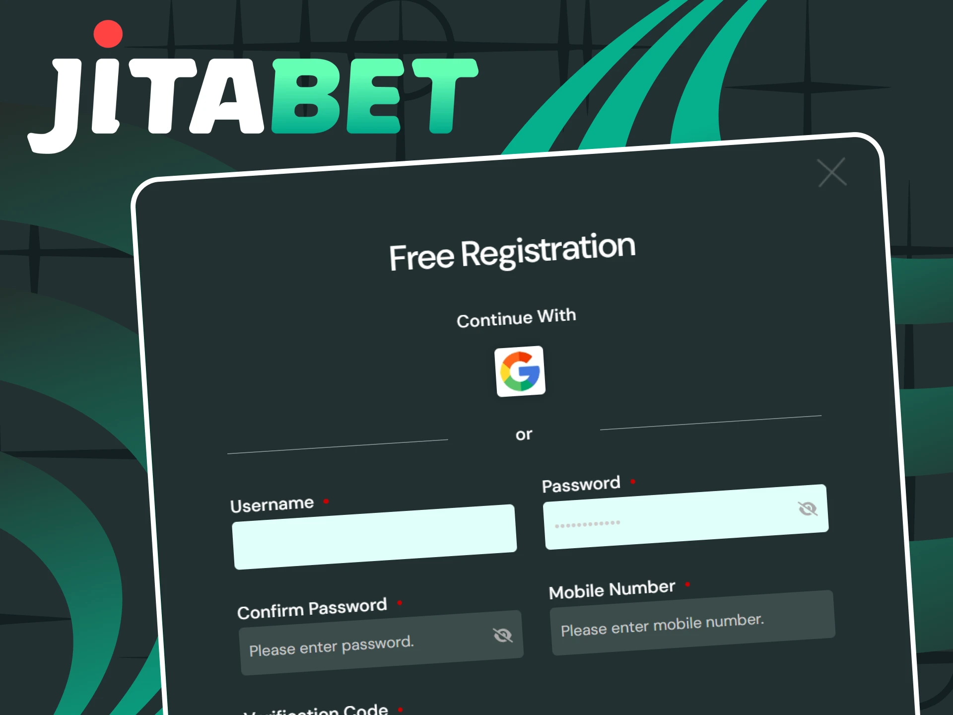 Register on the Jitabet website.