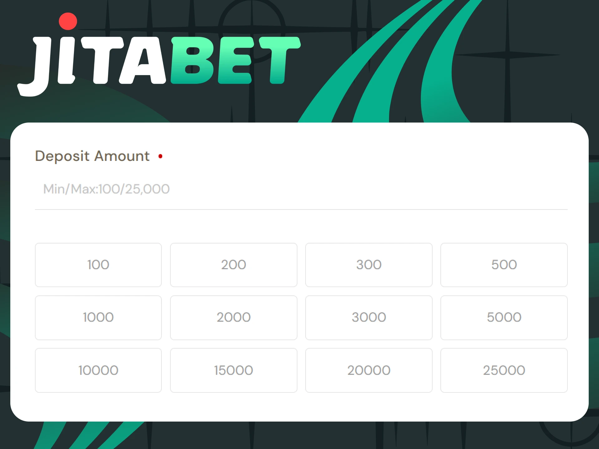 We'll tell you about the minimum deposit on Jitabet.