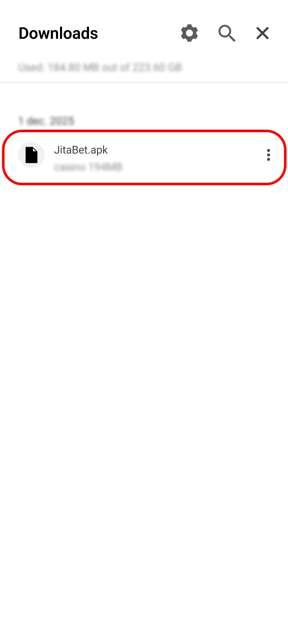 Complete downloading the Jitabet app on Android.