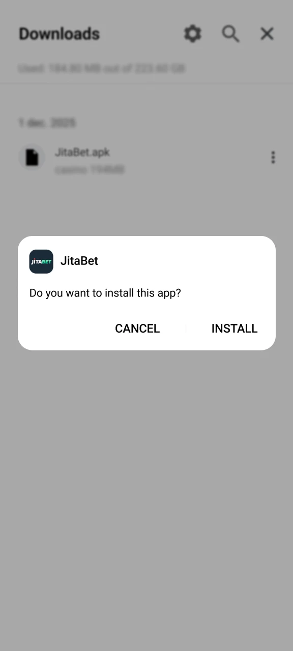 Now you need to install the Jitabet application on Android.