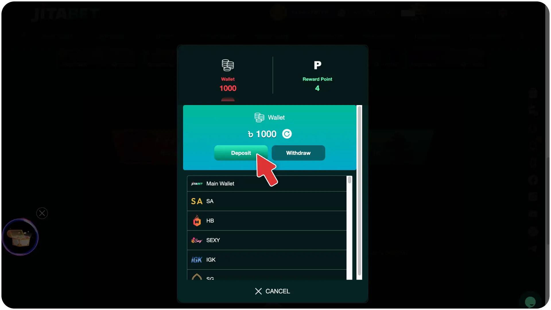 Top up your balance securely with local payment methods to make a deposit at Jitabet boxing.