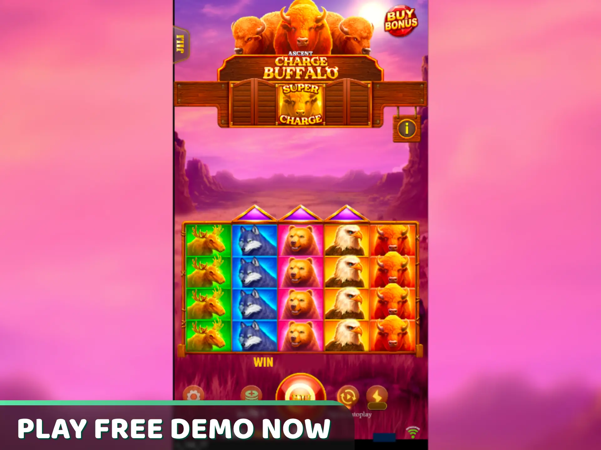 Practice your spinning tactics completely risk-free using Charge Buffalo Ascent demo mode: play for free.