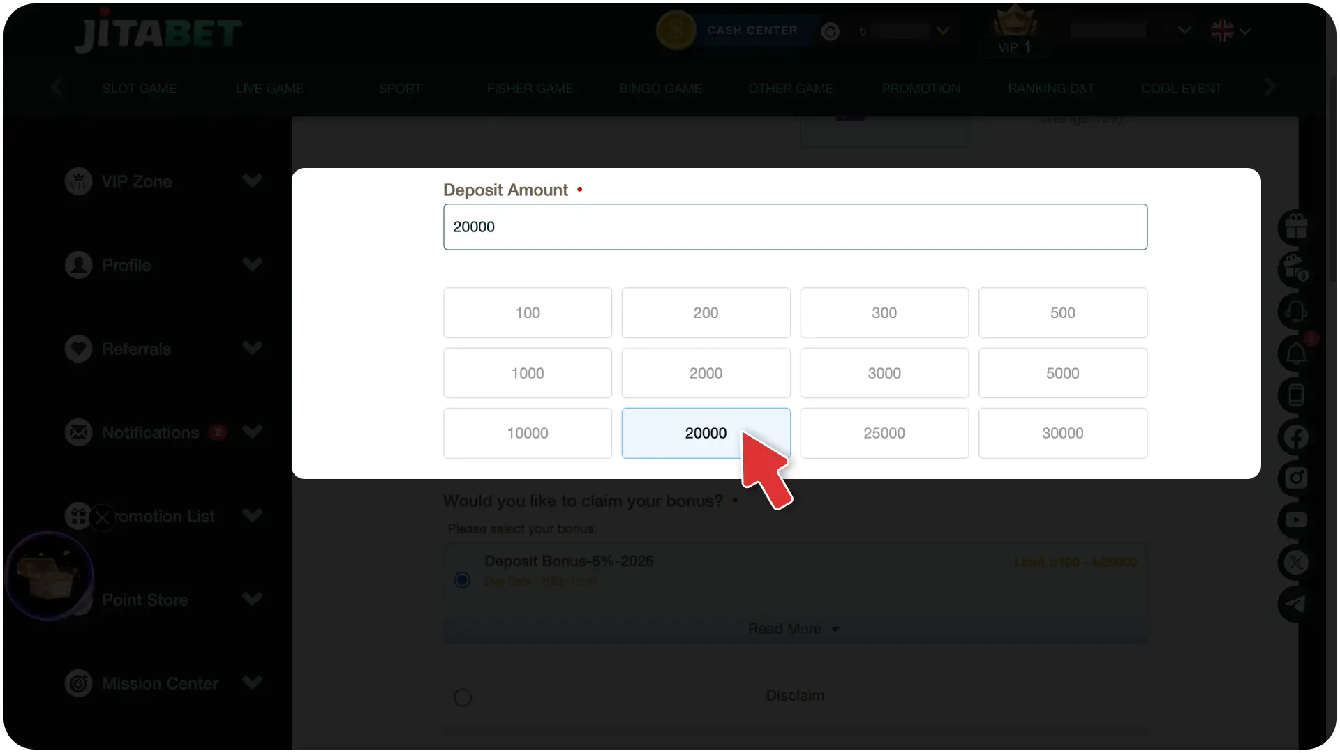 Top up your balance securely with local payment methods to make a deposit at Jitabet Charge Buffalo Ascent.