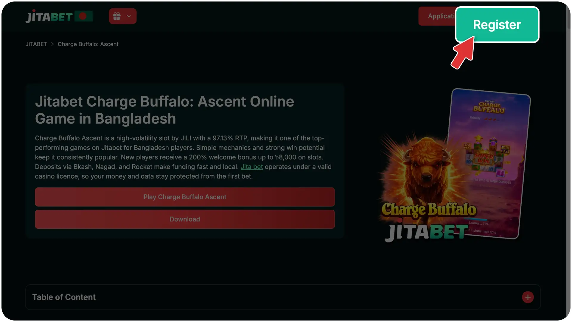 Fill in the official sign-up fields to complete the registration form at Jitabet Charge Buffalo Ascent.