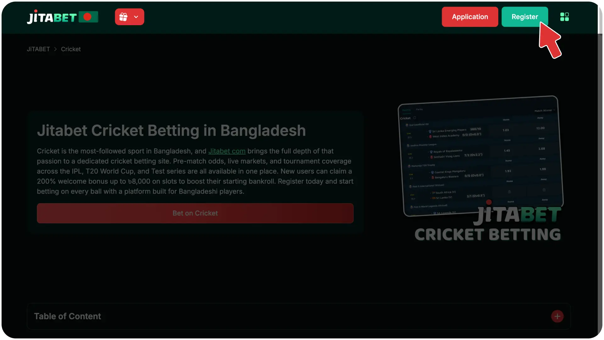 Fill in the mandatory sign-up fields to register an account at Jitabet cricket.