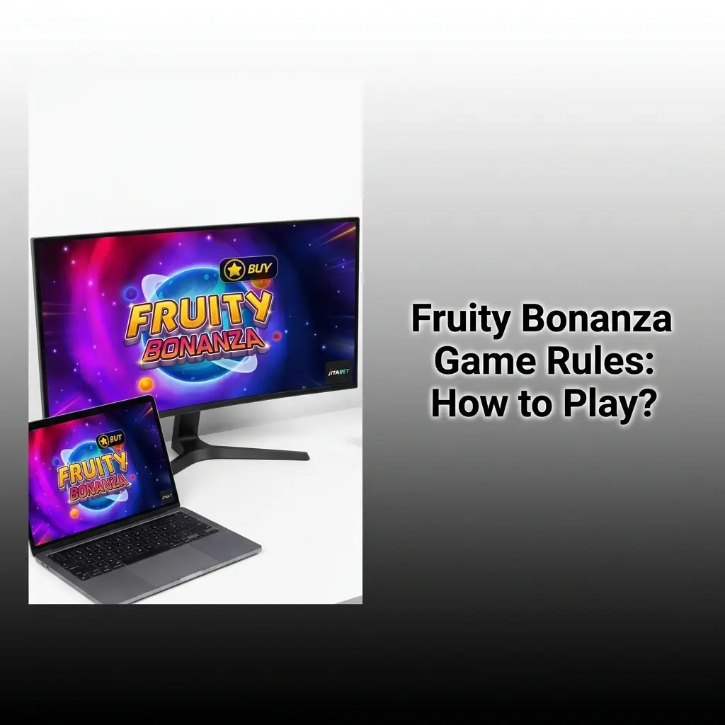 Fruity Bonanza slot game rules showing reel grid with scatter symbols, paylines, and bonus round multiplier mechanics