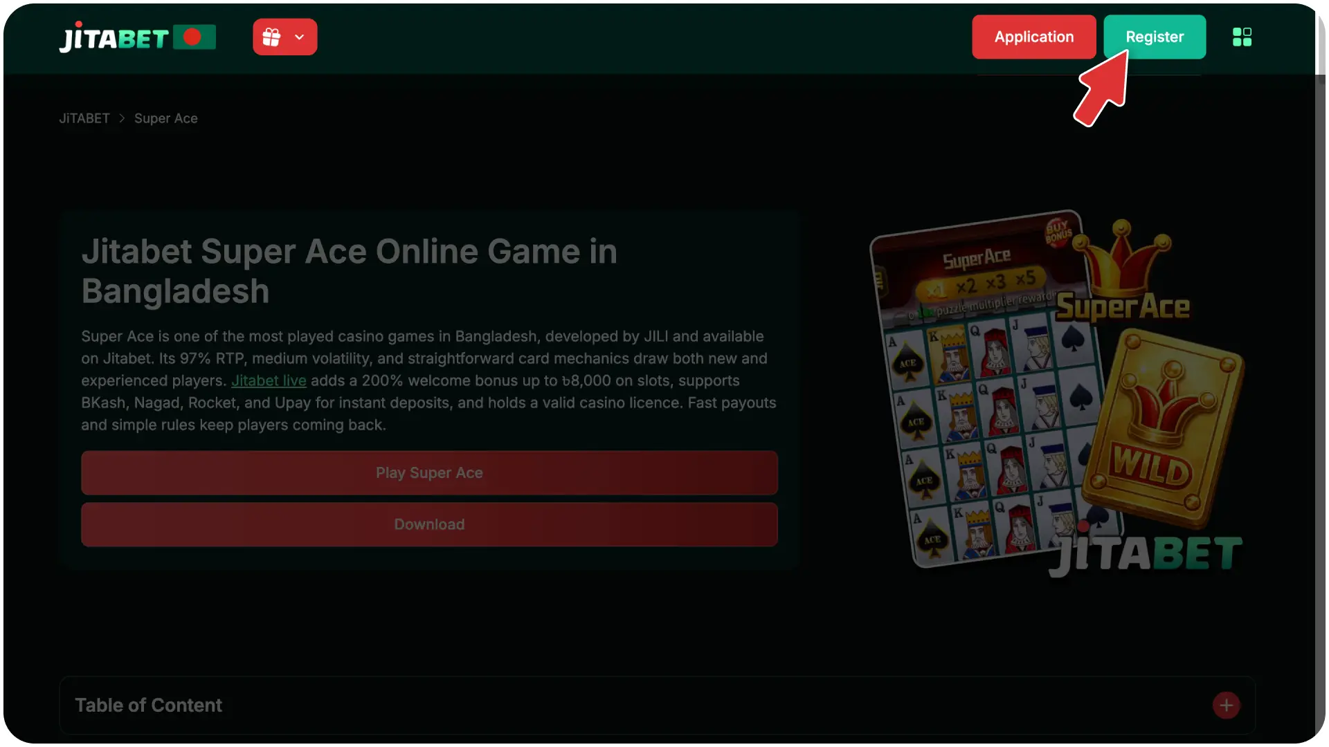 Fill in the official registration form to complete the registration at Jitabet Super Ace.