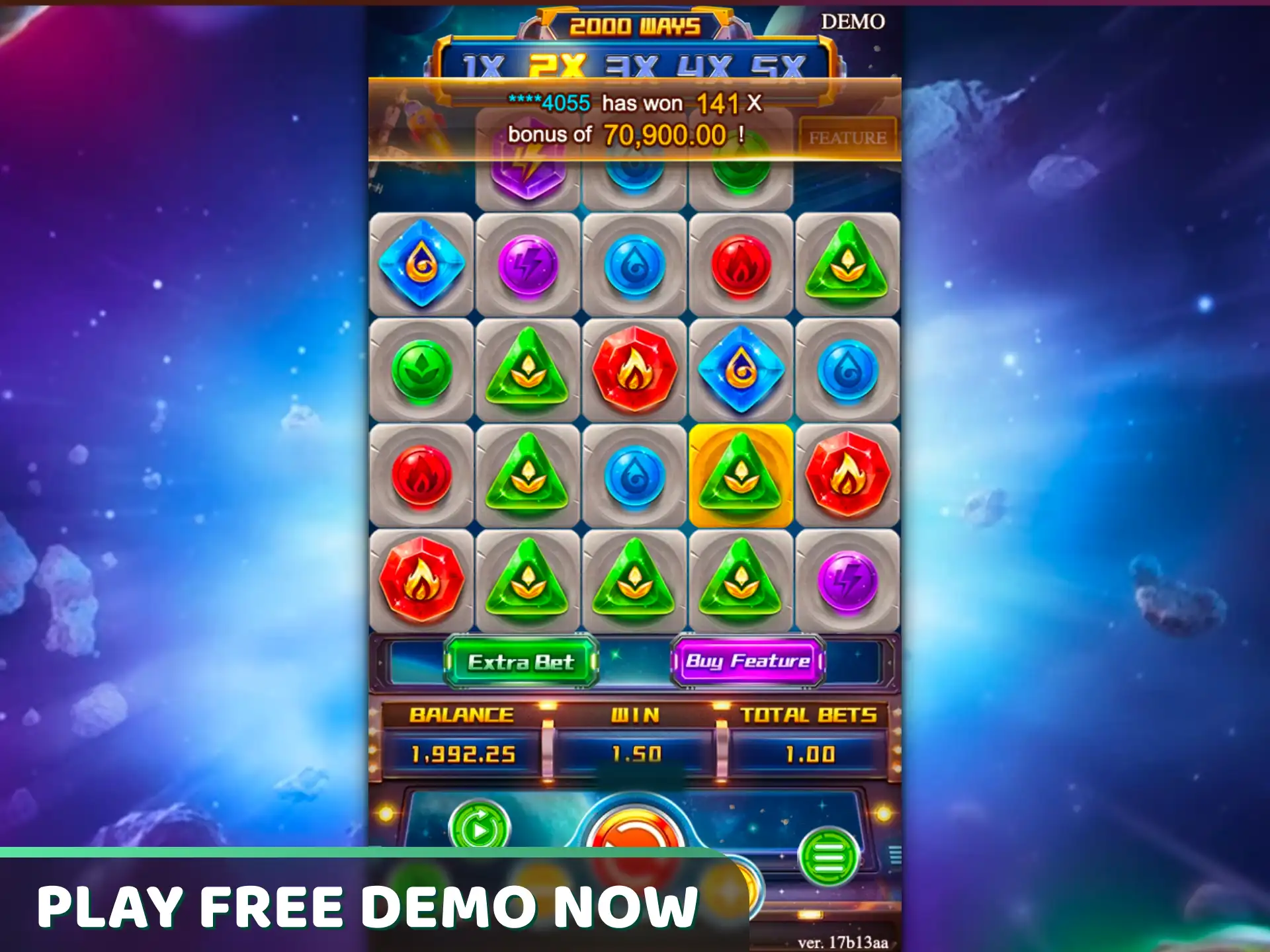 Practice your custom betting tactics risk-free using Super Elements demo mode: play for free.