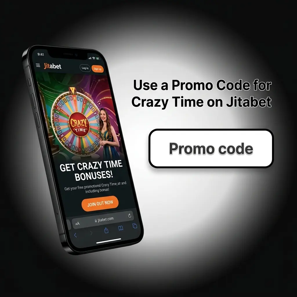 Jitabet promo code JITABONUS for Crazy Time registration bonus on sign-up form